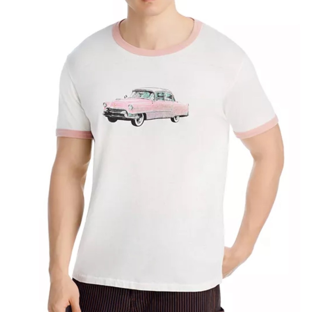 RE/DONE Pink Caddy Ringer Tee